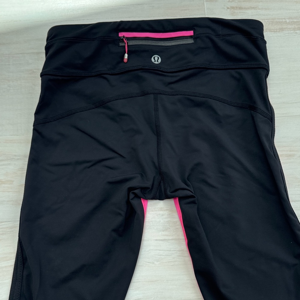 Lululemon  Black Athletic Leggings with Pink Accent